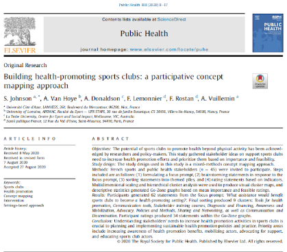 Building Health Promoting Sports Clubs: A Participative Concept Mapping Approach