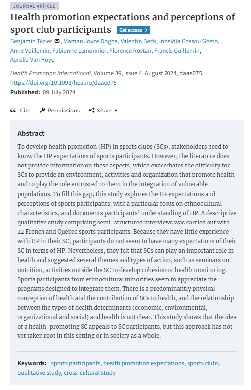 Health promotion expectations and perceptions of sport club participants 